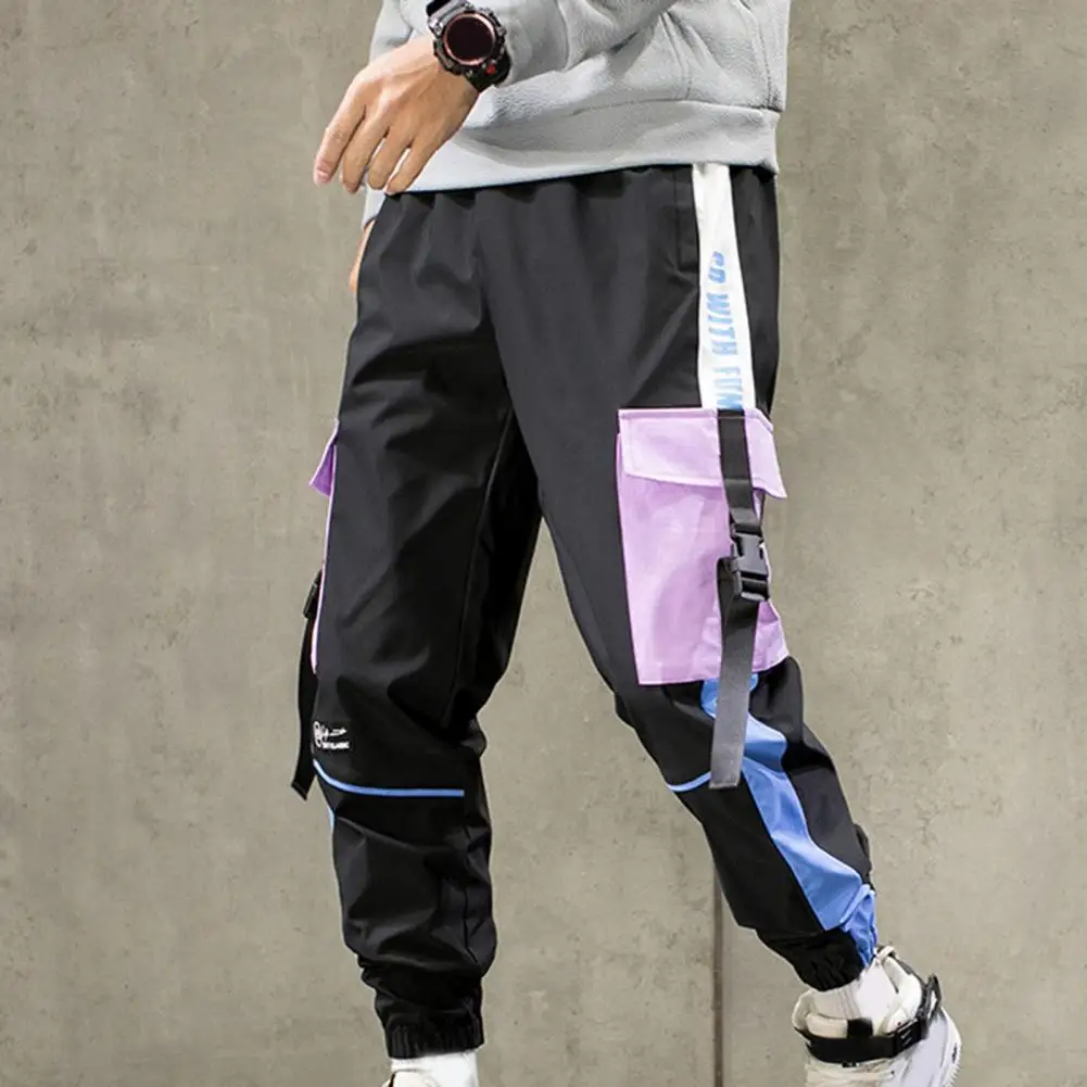 

Popular Men Cargo Pants Mid Waist Korean Style Male Lace-up Loose-fitting Pants