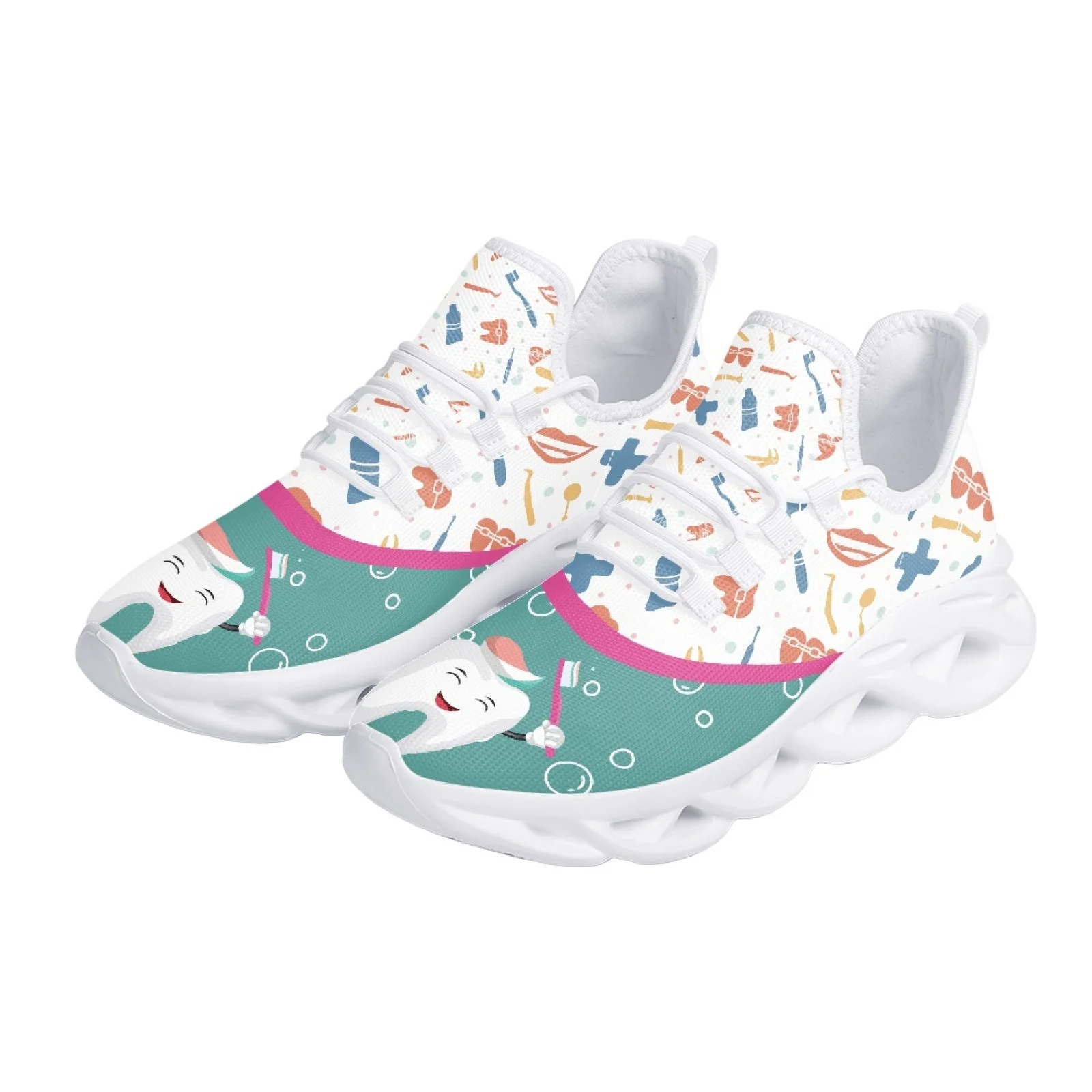 Belidome Women's Funny Dental Shoes Design Sneaker Tooth Dental Fairy Comfortable Running Shoes Mesh Walking Shoe Zapatos Mujer