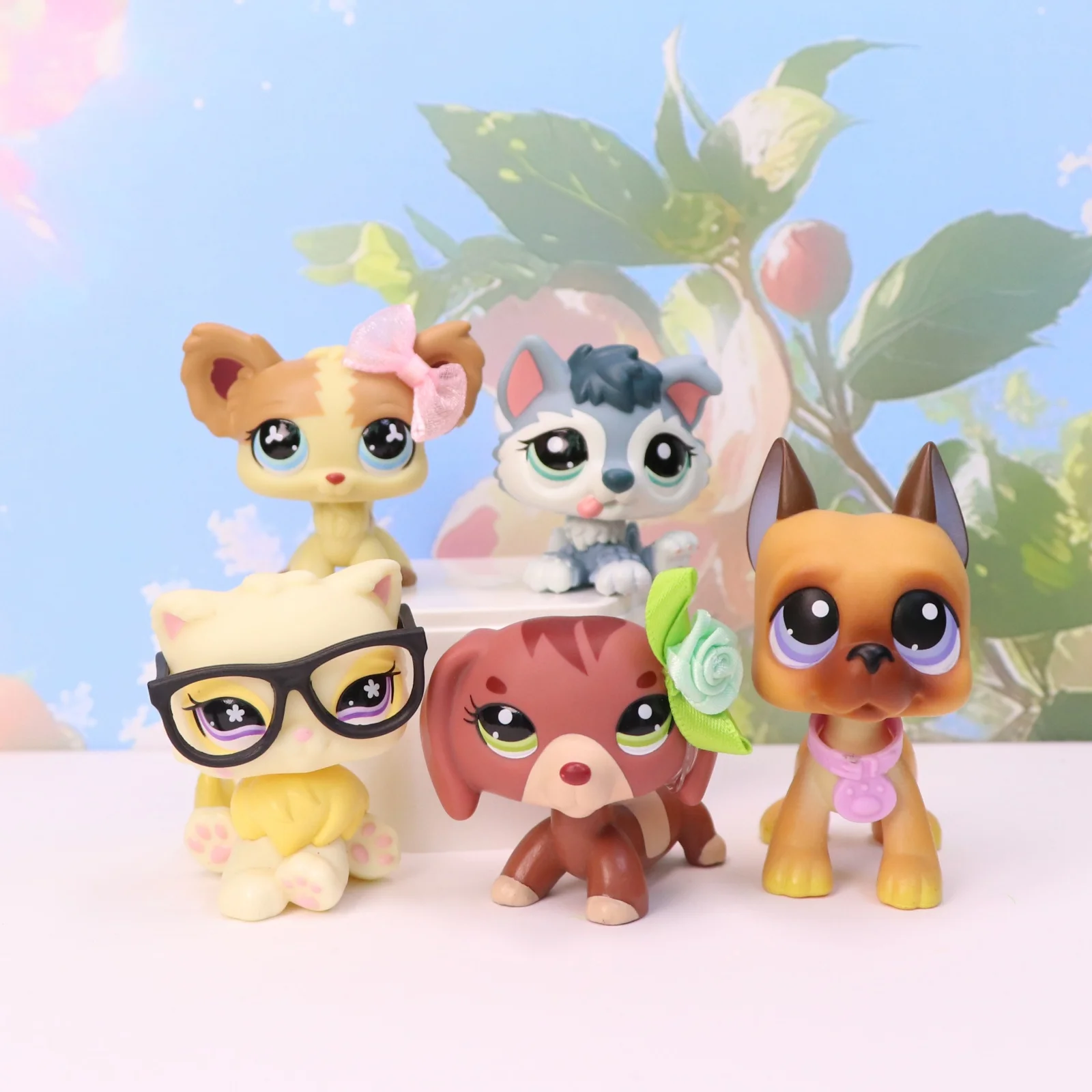 Фото Набор из 5 фигурок Minilpsshop: игрушки-бобблхеды (чихуахуа, персидская кошка, такса, хаски, щенок, грейт-дэн) – подарки и коллекционные предметы для LPS №1