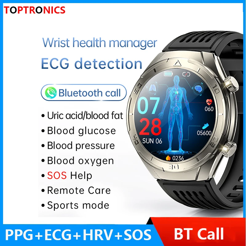Новые умные часы 1 46 дюйма HD-экран PPG + ЭКГ HRV Неинвазивные с мочевой кислотой и