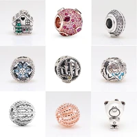 925 sterling silver bear snowhouse crystal beads for original pandora charms women bracelets bangles jewelry