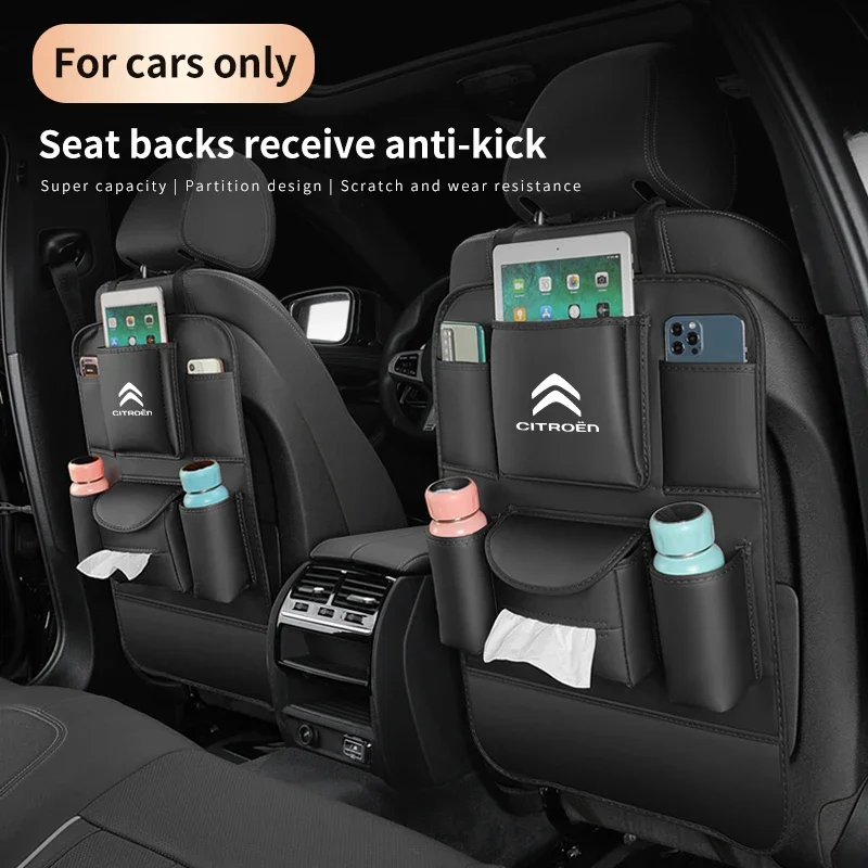 

For Citroen C4 C5 C3 C1 C2 C6 Picasso Berlingo VTS Xsara Car Seat Organizer Seat Back Storage Bag Rear Anti-wear Anti-kick Pad
