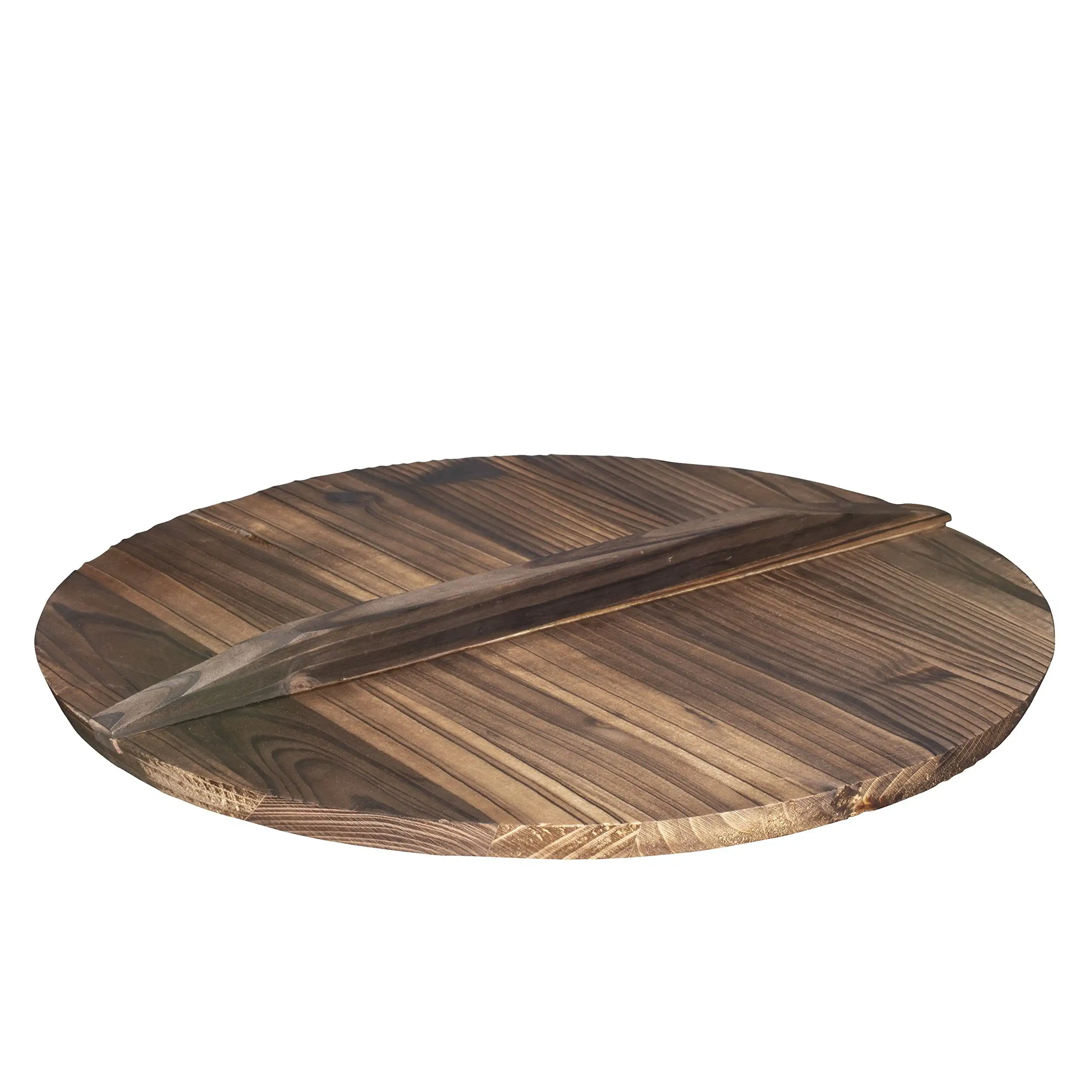 

14 Inch Wooden Wok Lid Round Natural Wooden Lid For 14" Cast Iron Wok