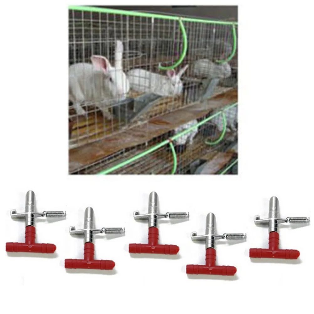 

New 10Pcs Rabbit Water Feeding Nipple Drinker Tools Bunny Mouse Poultry Rodent Water Container Wholesale