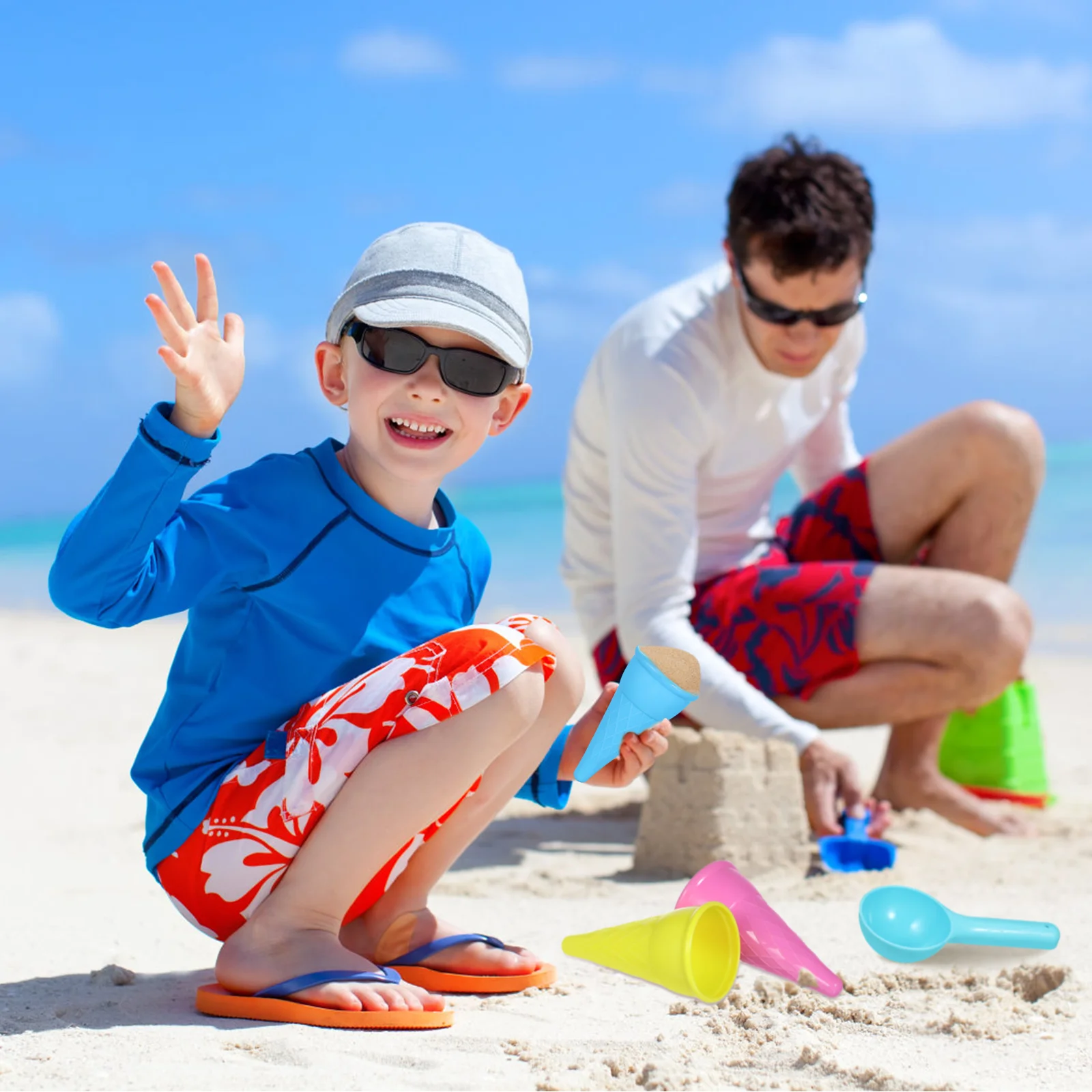 Toyandona Play House Beach Ice Cream Cone Scoop Set (случайный цвет 5 шт./упак.) 2 упаковки на продажу