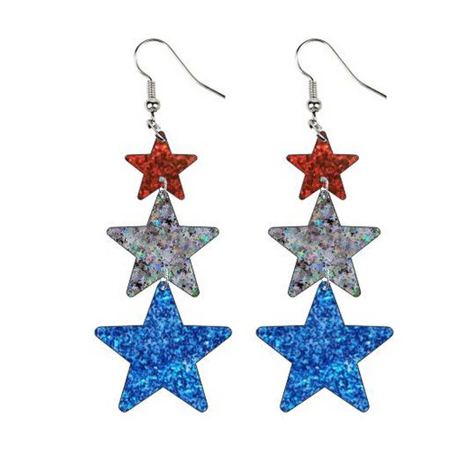 

Earrings Patriotic Acrylic Rainbow American Star Independence Day Decorations