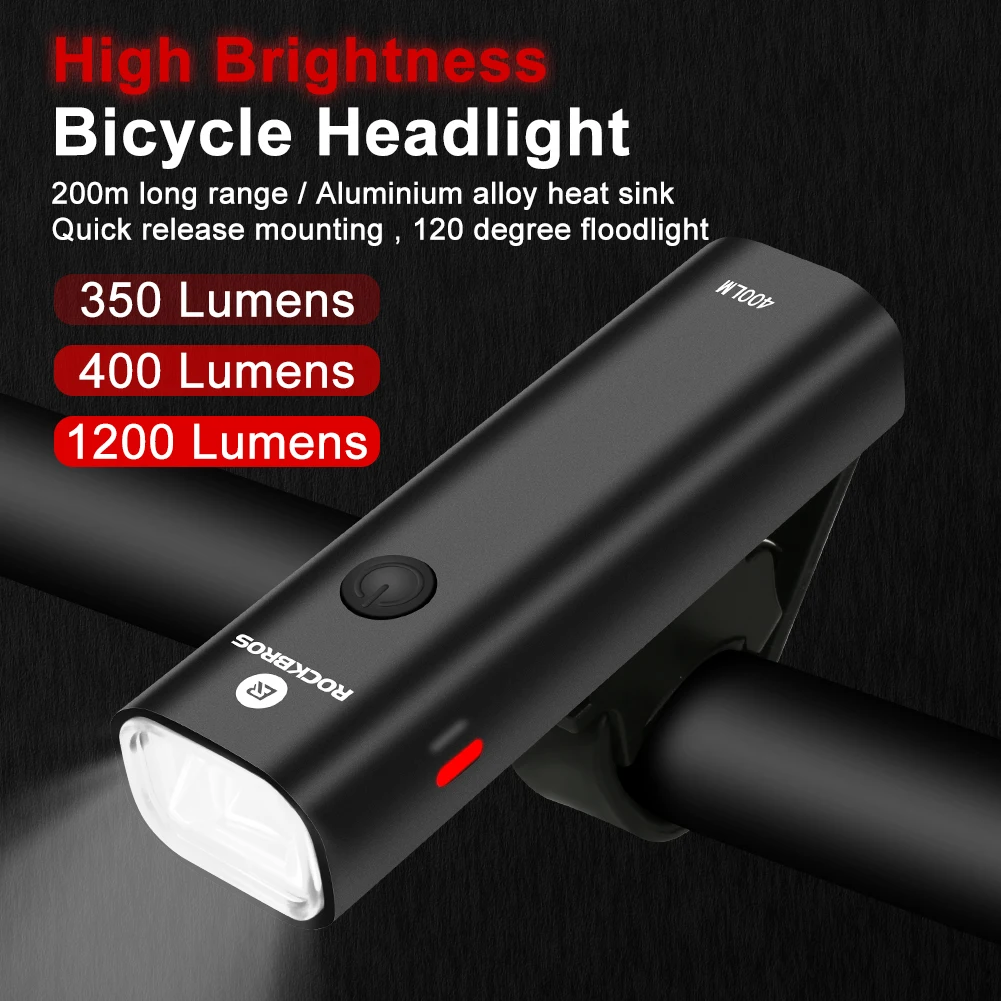 

ROCKBROS LED 2000mAh Bike Light Front Lamp USB Rechargeable 400LM Bicycle Light Waterproof Headlight Flashlight Bike Accessories