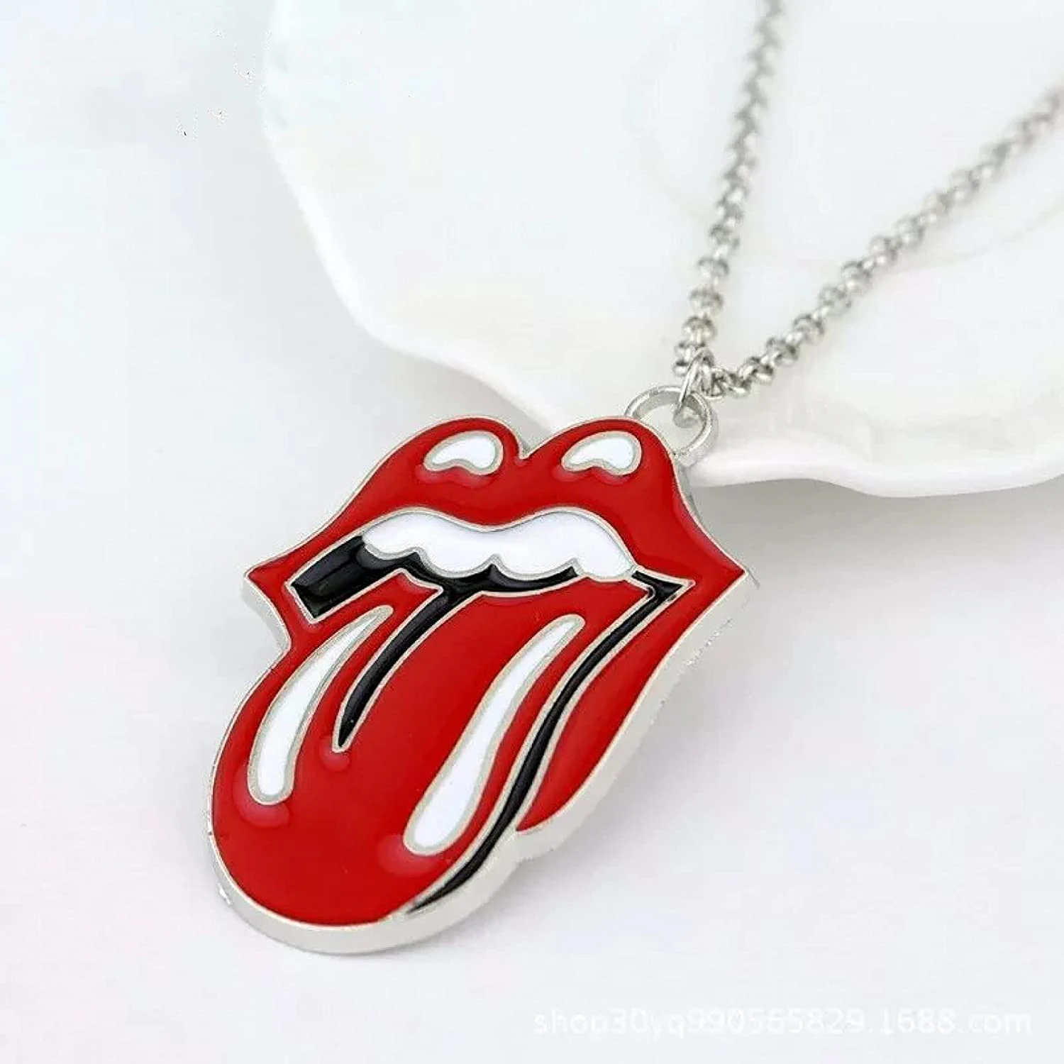 

Rolling Stones Necklace Lip and Tongue Pendant Red Rock Music Band Hip Hop Necklace Gift for Women Men
