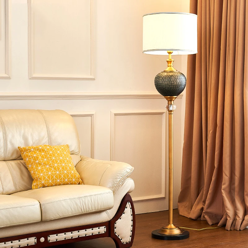 

PAmerican Sofa Side Designer Lighting Marble Lamp Bedside Home Offcice Hotel Living Room Bedroom Warm Glazed Floor Lamp