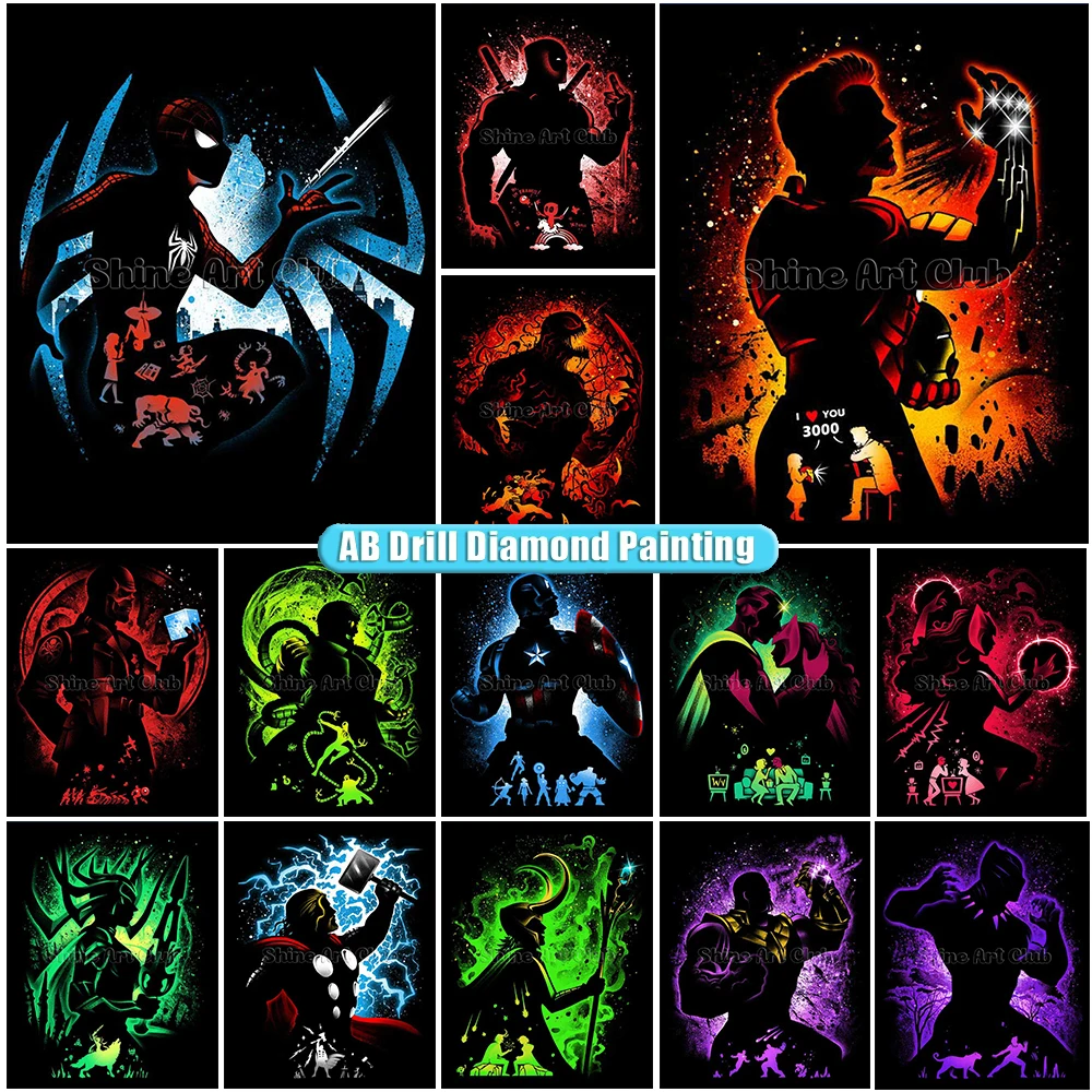 AB Алмазная картина Dark Marvel Avengers Collection-черная полная дрель вышивка крестиком