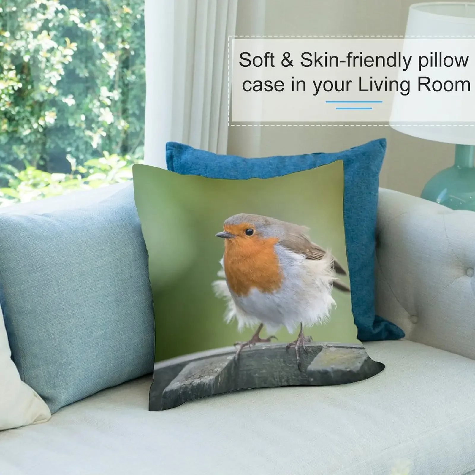 Европейский робин (Эрисакус Рубекула) Декоративная подушка Рождественские