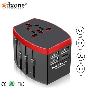 Rdxone Travel Adapter International Universal Power Adapter All-in-one USB C Port Worldwide Wall Charger for UK/EU/AU/US 1