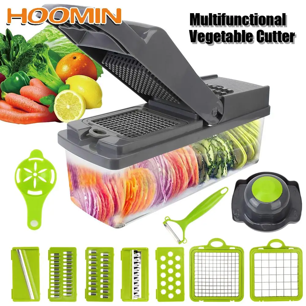 

HOOMIN Slicer Kitchen Gadgets Fruit Carrot Grater Shredders Chopper Vegetable Cutter with Drain Basket Potato Peeler