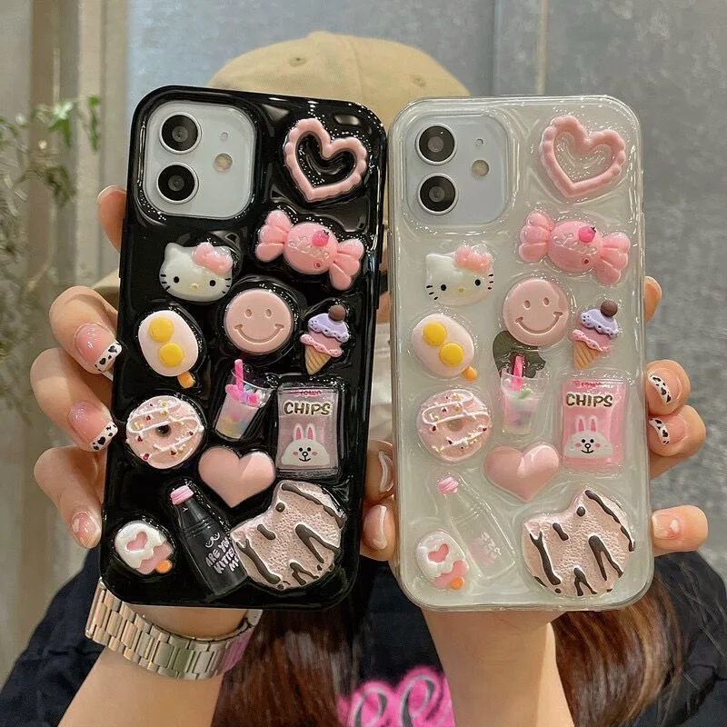 

3D-чехол для телефона Sanrio с рисунком Hello Kitty, Симпатичные чехлы для iPhone 14, 13, 12, 11 Pro Max, Mini, XR, XS, MAX, 8, X, 7, SE 2020