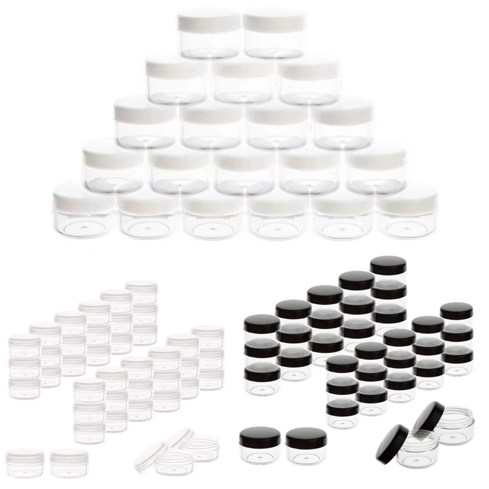 

10Pc 2ml-20ml Cosmetic Sample Empty Jar Container Plastic Pot Screw Lid Bottle for Make Up Eye Shadow Nails Powder Paint Jewelry