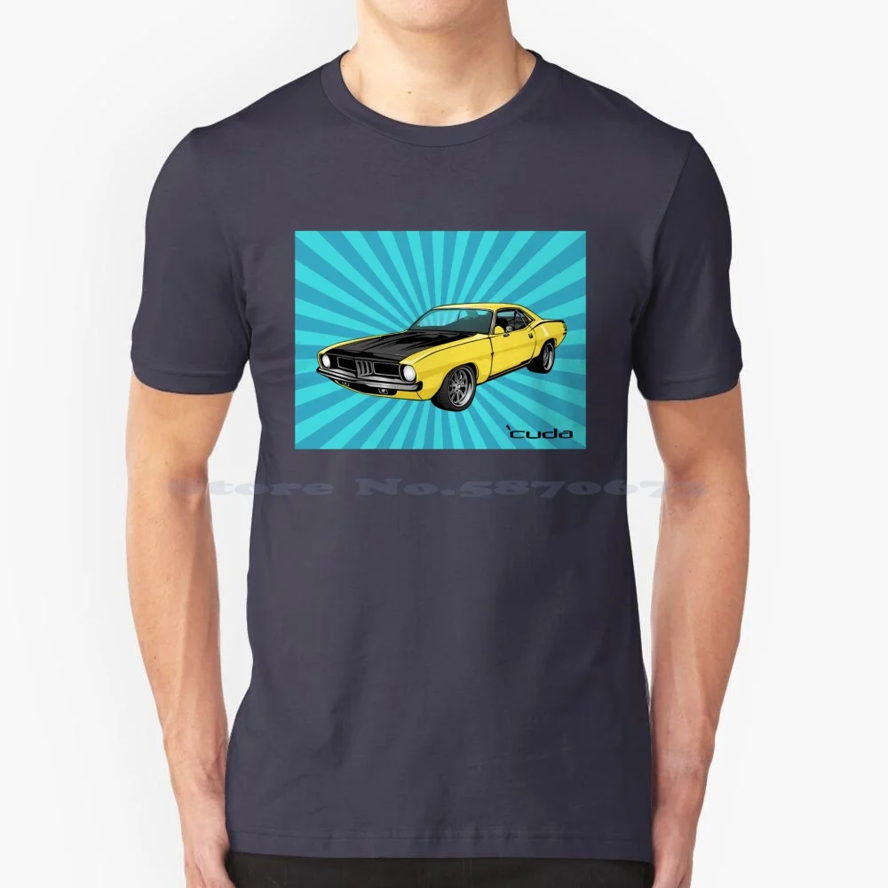 

Plymouth Cuda T Shirt 100% Cotton Tee Cuda Pop Art For Him Classic American Car Auto