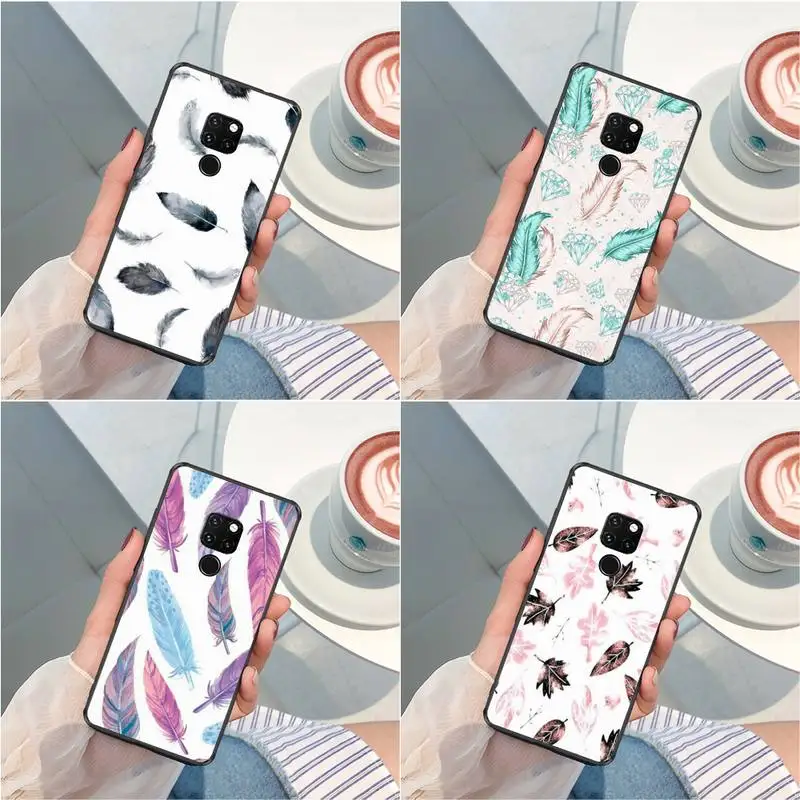 

Colorful Feather Art Phone Case For Huawei G7 G8 P7 P8 P9 P10 P20 P30 P50 Lite Mini Pro P Smart Plus Coves