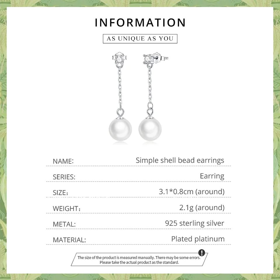 Wostu стерлингового серебра 925 пробы натуральный 8 мм пресноводный жемчуг длинные