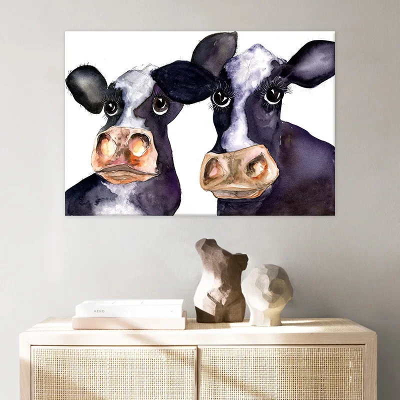 Черно-белая корова милые животные домашняя гостиная вход настенная живопись на