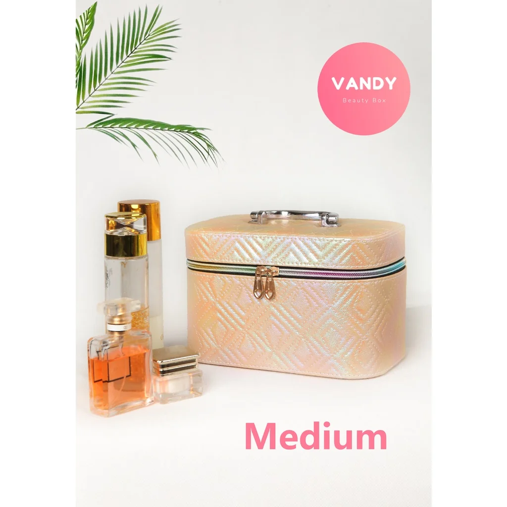 Золотистая Яркая кожаная косметичка Vandy 2022 для женщин и девушек органайзер