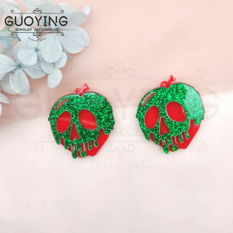 

10pcs Acrylic Material Halloween Apple Skull Charms Earrings DIY Keychain Jewelry Accessories Designer Earring Charms