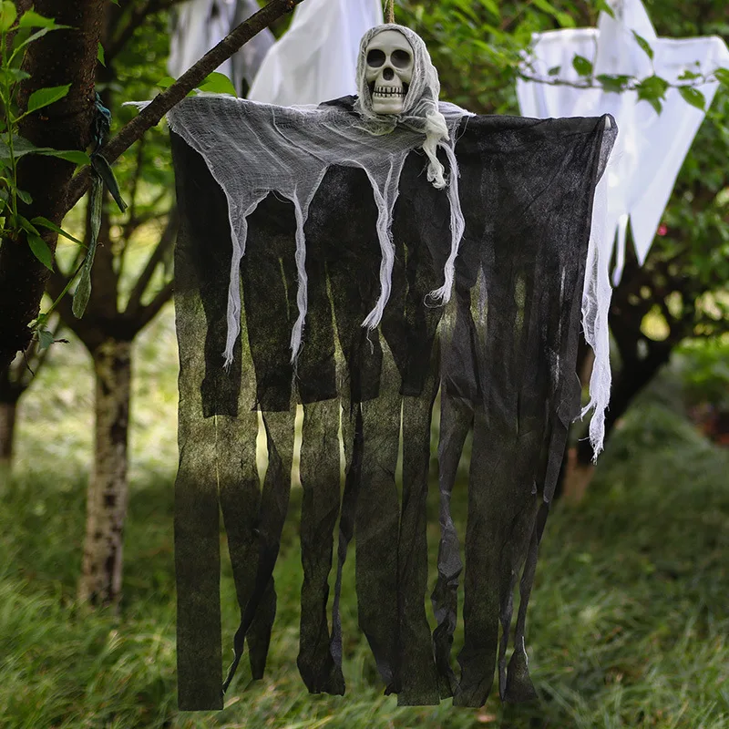 Halloween Hanging Skull Ghost Haunted House Decoration Horror Props Halloween Party Pendant Indoor Outdoor Home Door Bar 0.3G