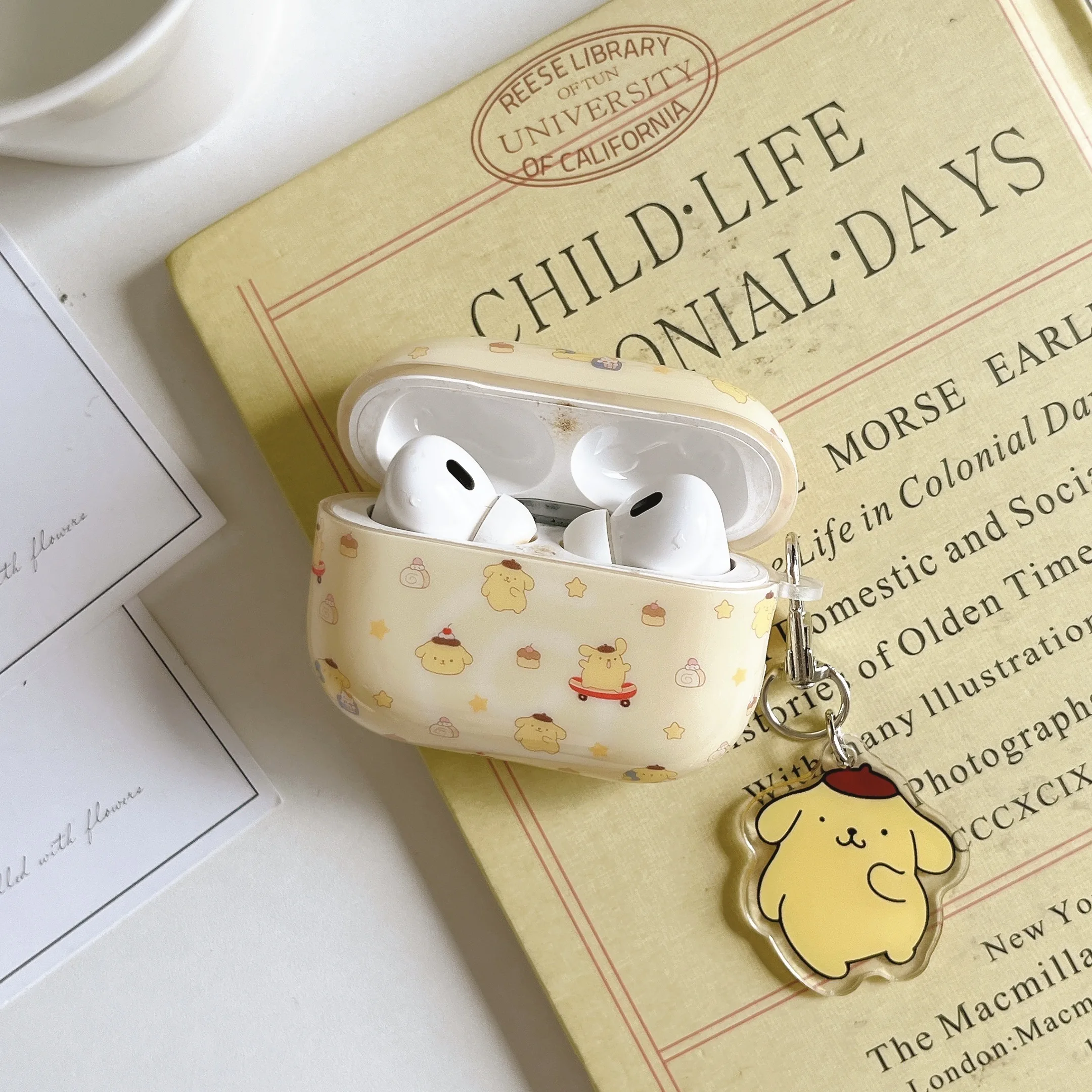 Фото Милый мультяшный чехол для наушников Pom Pom Purin для AirPods 4/1/2/3/Pro2/Pro3, противоударный защитный чехол для женщин и девочек №5