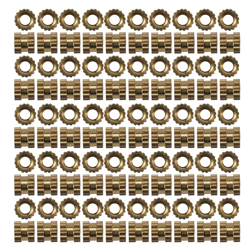 Promotion! M2 X 3Mm Brass Cylinder Knurled Threaded Round Insert Embedded Nuts 100Pcs |