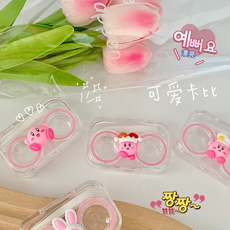 

Kirby New Contact Lens Case Cute Cartoon Kawaii Beauty Pupil Box No Need To Screw The Cap Japanese Companion Box Care Box