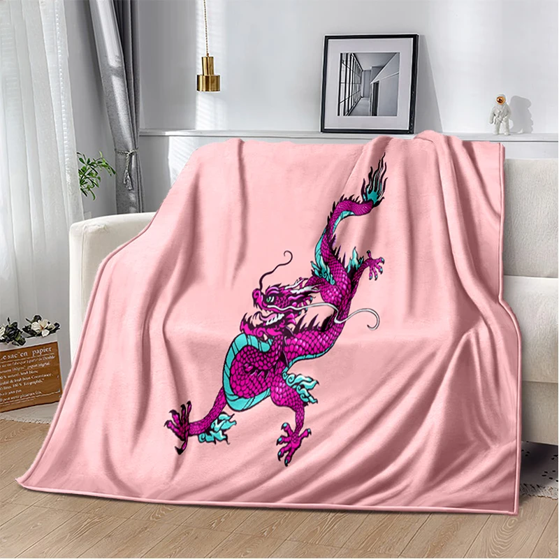 

Warm Blanket for Living Room Bedroom Bed Sofa Couch Office Gifts Flannel Throw Blankets Chinese Dragon Printed Soft Dropshipping