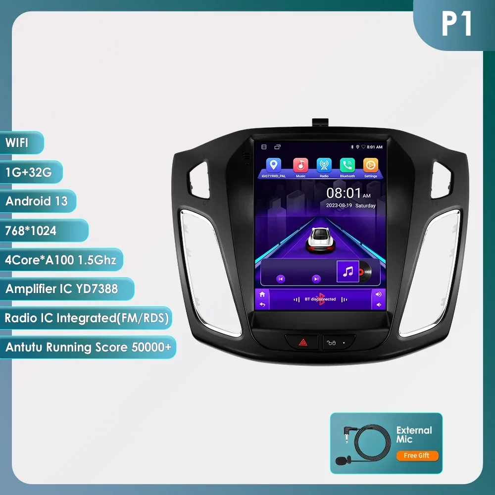 

9,7 "Android 13 Автомобильный радиоприемник DSP Carplay для Ford Focus 3 MK 3 2011-2017 2018 2019 Мультимедийный видеоплеер 4G Экран 7862 Головное устройство