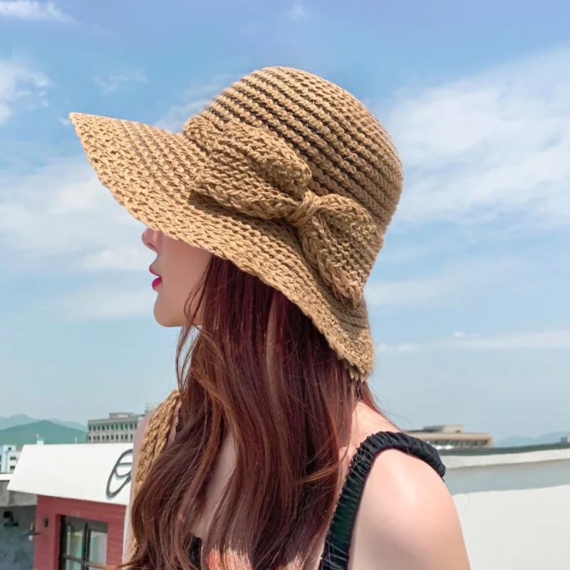 Fashion Summer Fisherman Hats for Women Big Bow Sunshade Outdoor Travel Sun Hat Female Korean Sunhat Lady Beach Cap New 2021