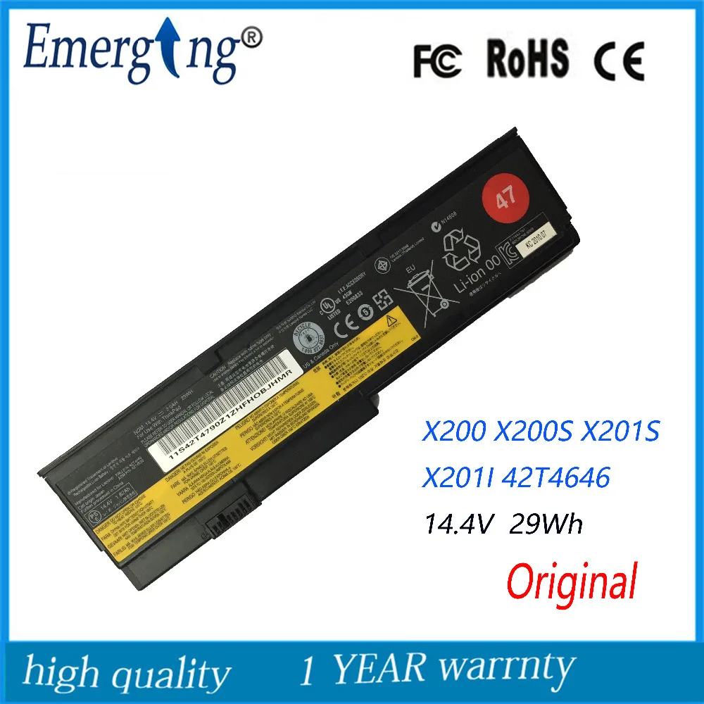Новый оригинальный аккумулятор для ноутбука lenovo 42t4540 42t4649 42t4825 43r9254 42t4646 42t4647 42t4648 X200 X200s X201 X201s 14,4 В