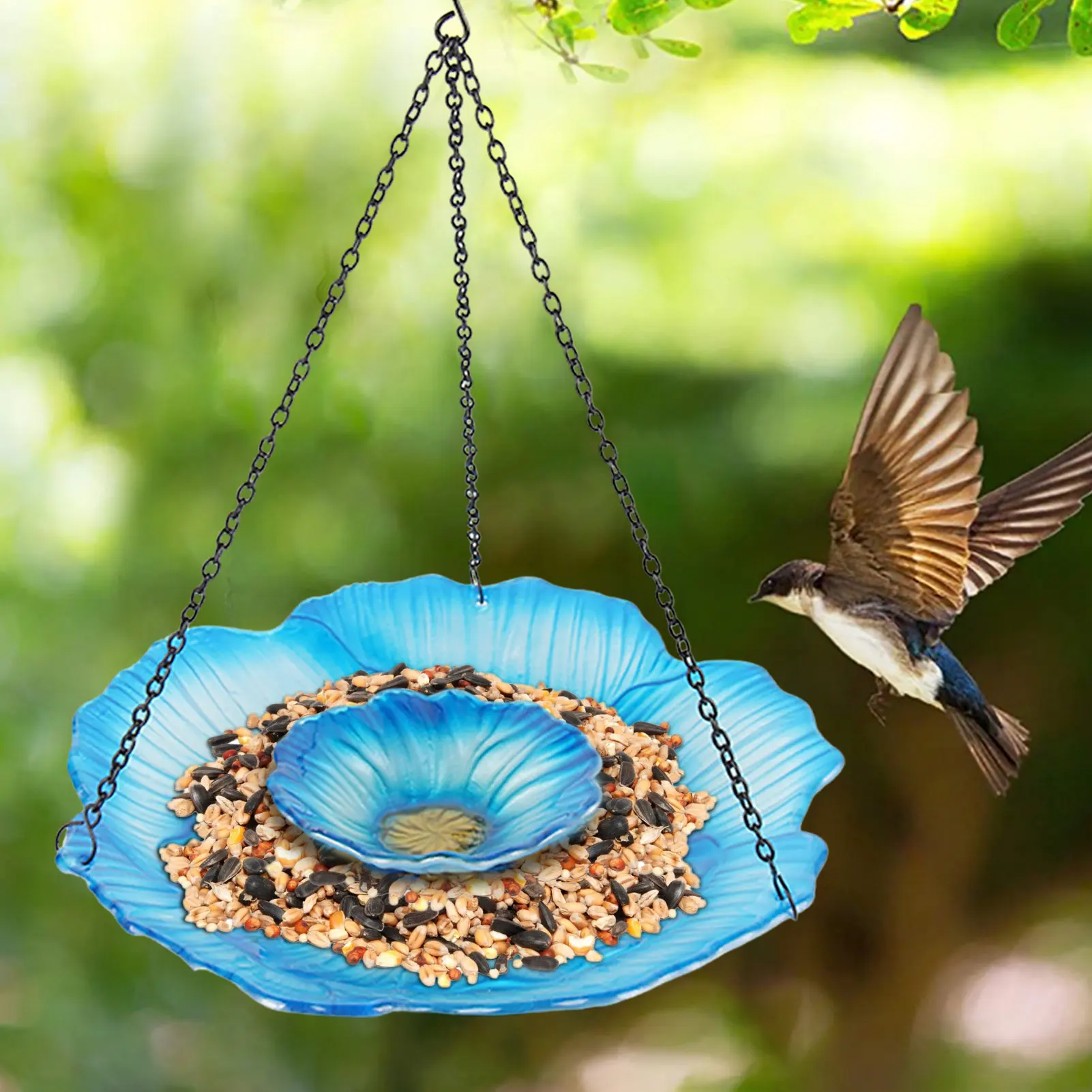 

Уличная кормушка для птиц Suower, стеклянная подвеска для ванной, душа для птиц, Двухслойное украшение для сада