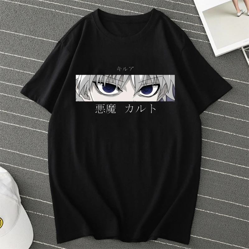 

Hunter X Hunter Anime Mens T Shirt Tops Tees Killua Zoldyck Devil Eye Teeshirt Tops Short Sleeve Casual Men Tshirt Clothes Male