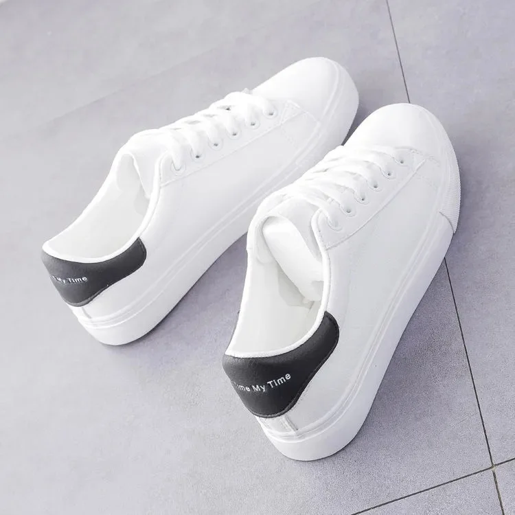 New Casual Ladies Leather Shoes Flat Ladies Vulcanized Shoes Comfortable All-match Women's Sneakers White Shoes Zapatillas Mujer