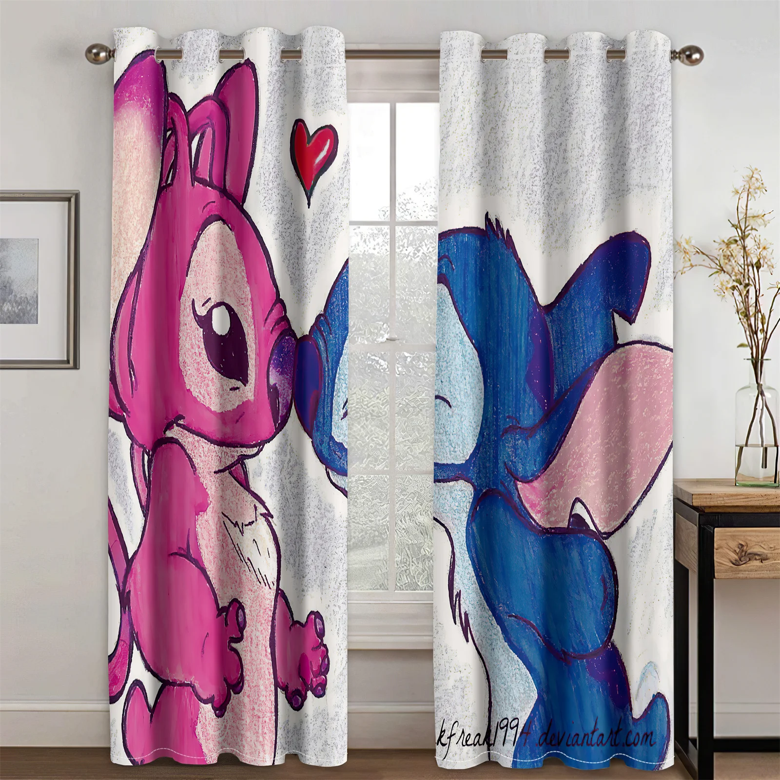 

Couple Love Cartoon Cute Girl Kids Baby Child Drapes Thin Panle Curtains for Living Room Bedroom Window Free Shippig 2 Pieces