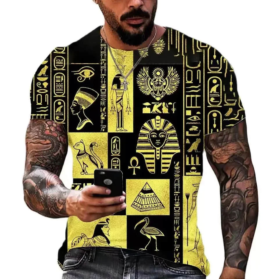 

2023 Ancient Egypt Art Hip Hop T Shirt Men Women Fashion Casual 3D Printing Short Sleeve Harajuku Summer Loose Plus Size Tops