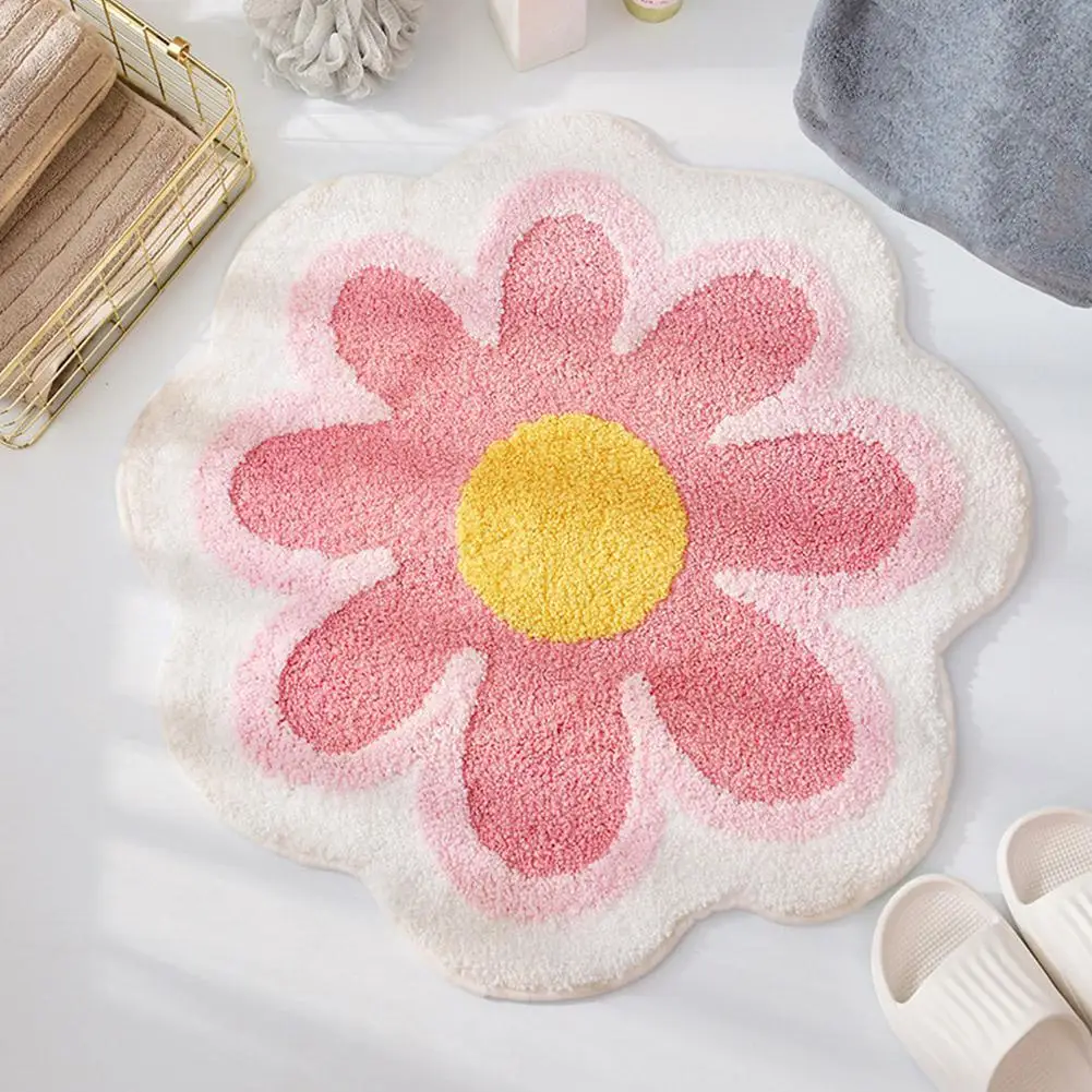 

Flower Shape Non-Slip Bath Floor Mat Bathroom Imitation Soft Quick-Drying Children's Rug Absorbent Pad Room Carpet Cashmere O6L5