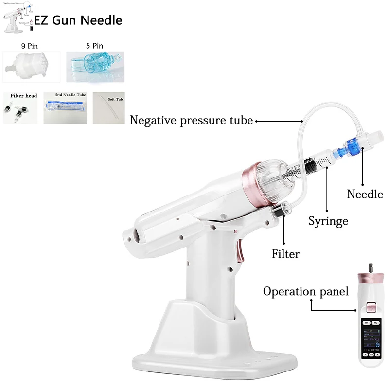 

Wrinkle Removal Skin Mesotherapy Meso Injector Gun EZ Negative Pressure Microcrystal Water Injection Gun Skin Injectable Tool