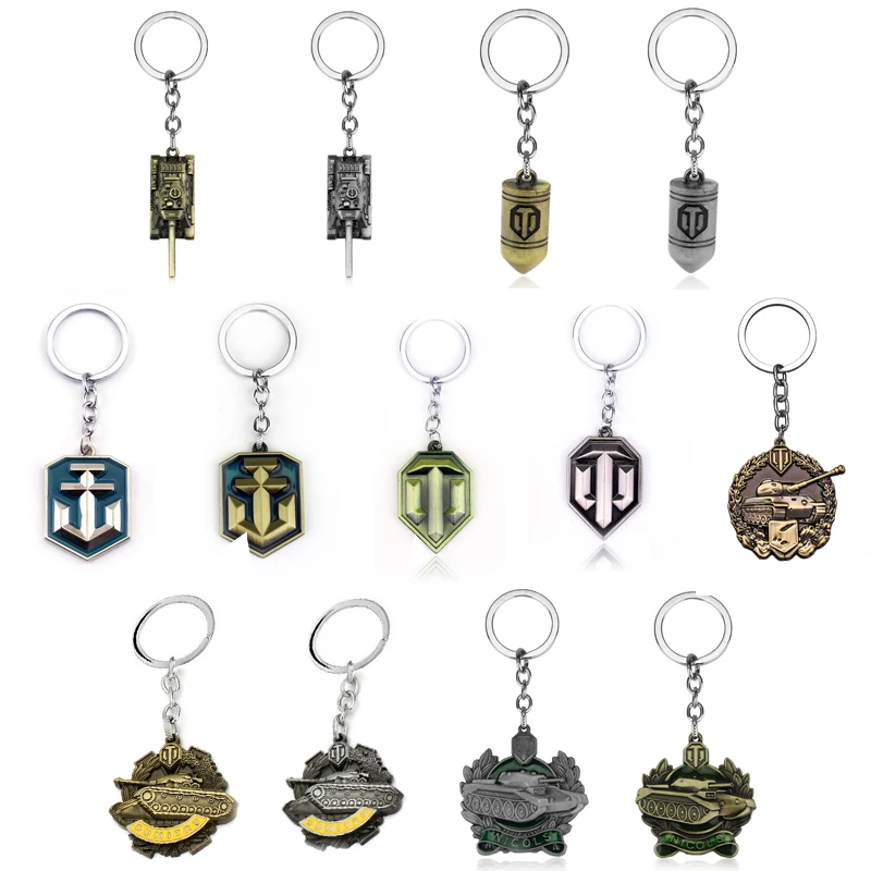 

World of Tanks Keychain Wot Dumitru Nichol Alloy Metal Medal Keyring WOT 3D Metal Bullet Model Tank Badge Key Ring Unisex