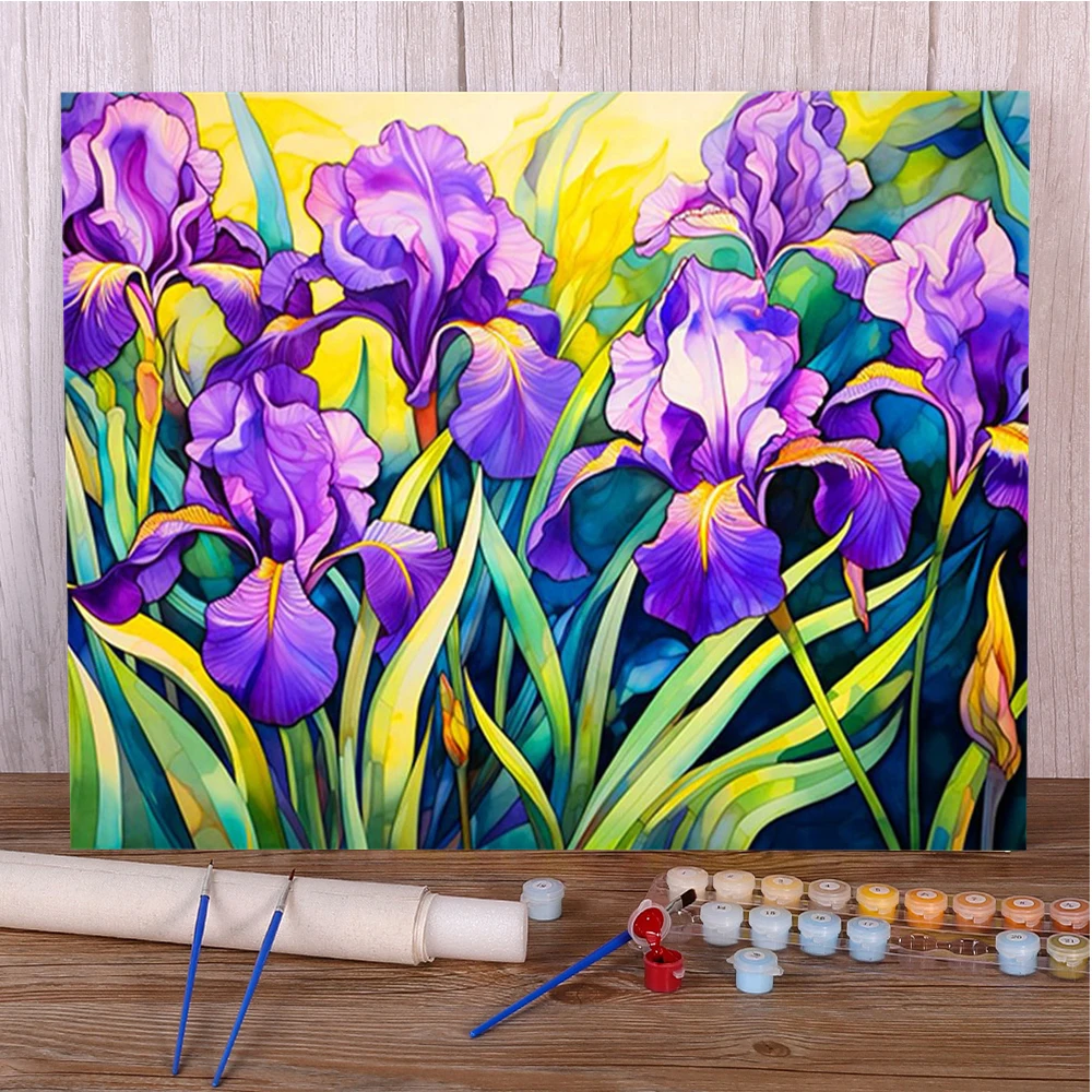 Цветы ирис краска по номерам для взрослых 20x30 художественное искусство и ремесло