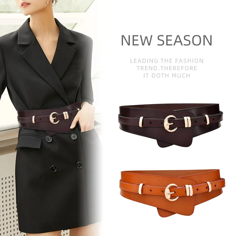 

Goth Vintage pin Buckle girdle female Fashion Casual Coat Accessories Corset Waistband Luxury Design Cow leather Belt for women