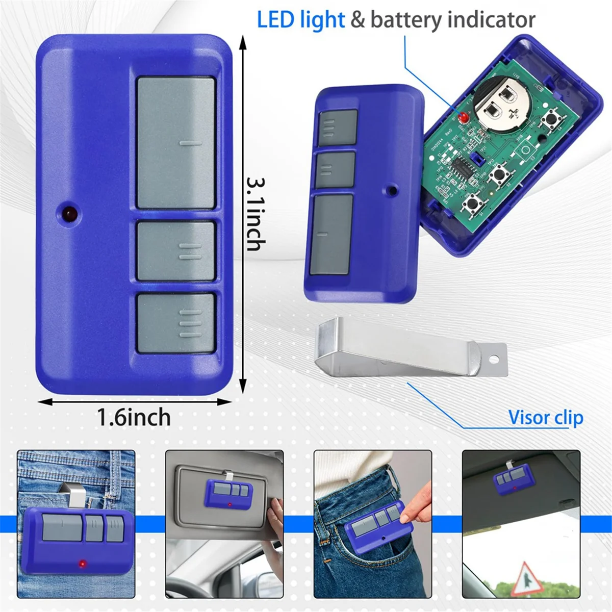 Универсальный пульт для открывания Гаражных дверей 3 кнопки 893LM