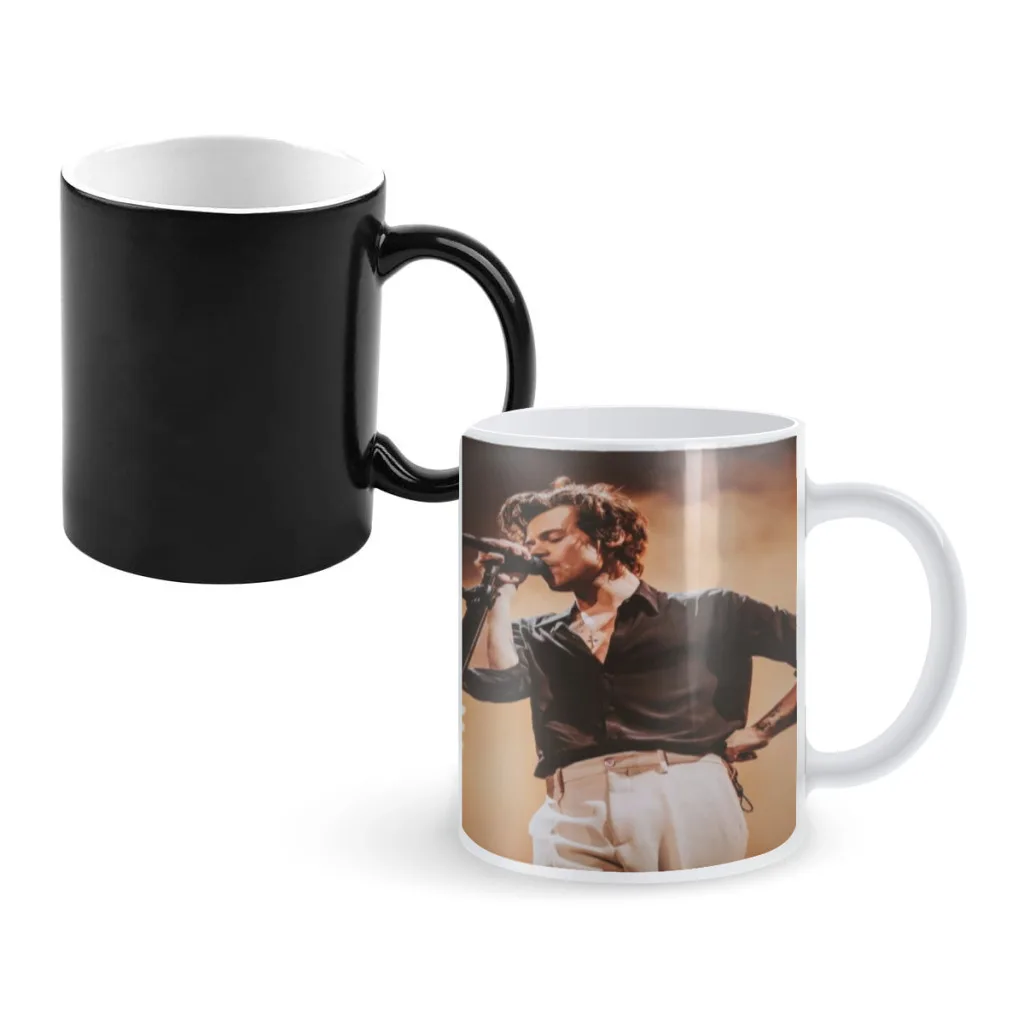 

One Piece Coffee Mugs and Mug Creative Color Change Tea Cup Singer Harry Styles Ceramic Milk Cups Novelty Interesting Gifts
