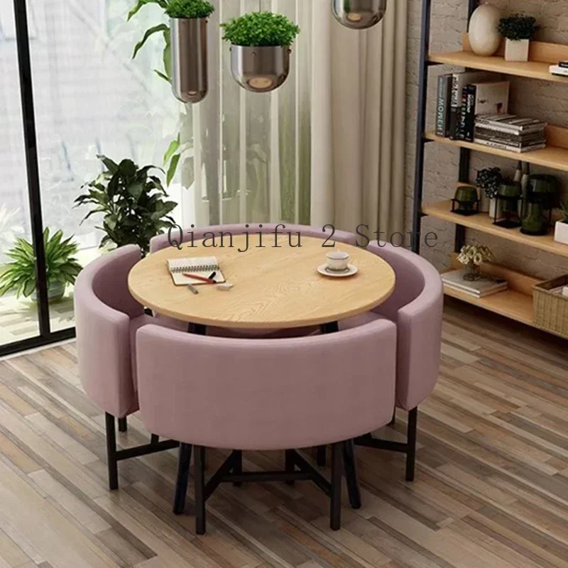 Выдвижной обеденный стол круглый полный набор для комнаты 4 стула ресторанные