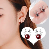 delysia king women trendy design high grade garnet antler earrings girlfriend elk animal ear stud christmas gifts jewellery