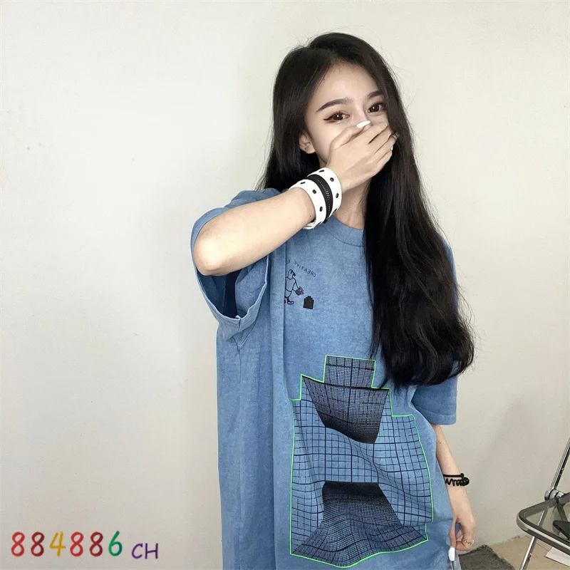 

Pyramid Print Cavempt C.E T-Shirt Men Women Wash Batik Loose Casual Cavempt Short Sleeve T-shirt 100% Cotton Fashion Brand Tops