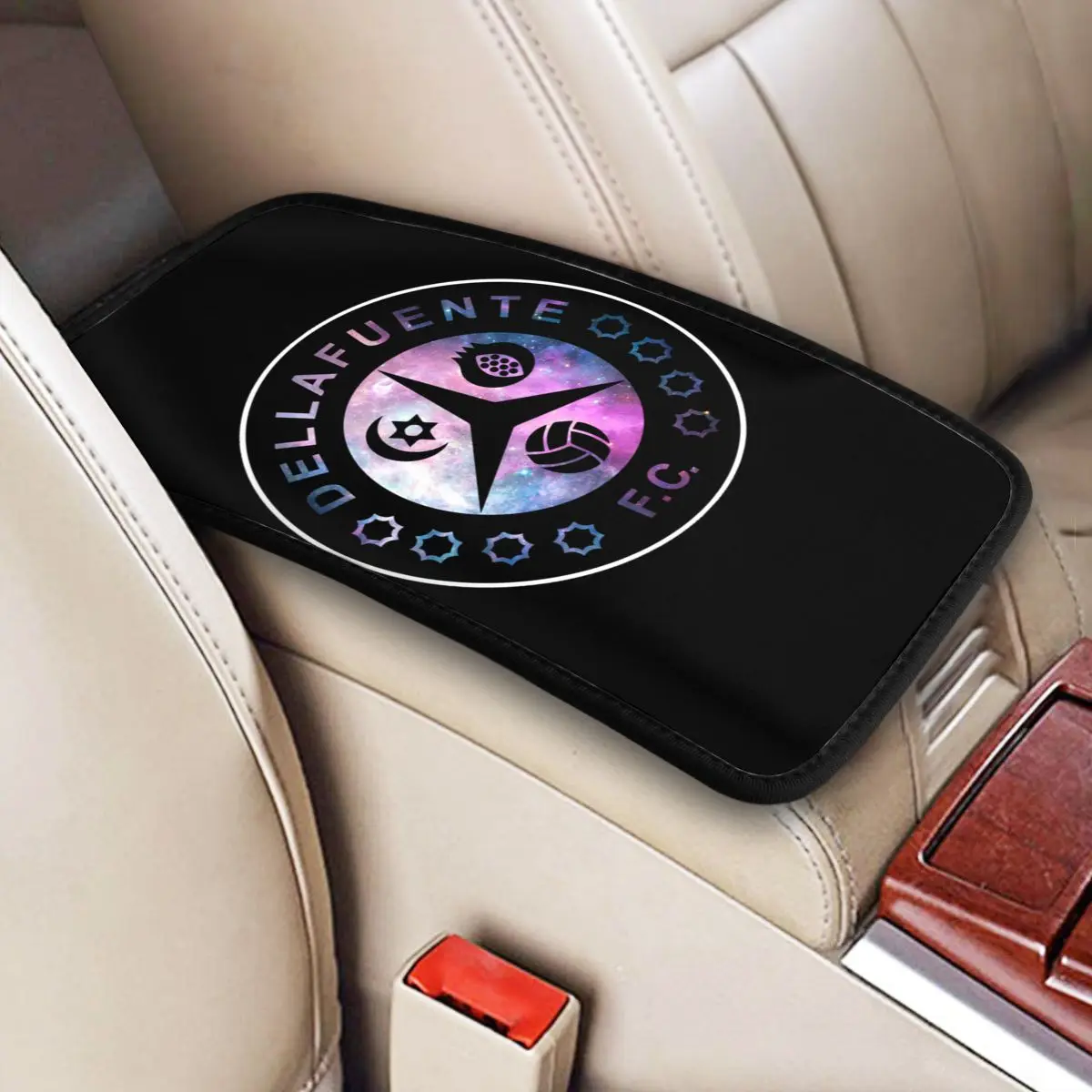 

Spanish Rapper Dellafuente Logo Car Armrest Cover Soft Center Console Pad Storage Box Mat