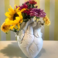 heart shape flower vase resin vase dried flower container vases pots body sculpture desktop flower pot home decoration ornaments